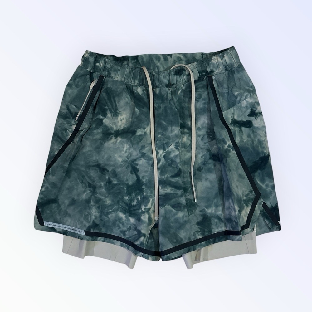 Lululemon Surge Short 6" Inseam w/ 9" Liner Tie Dye Short MEDIUM GREEN